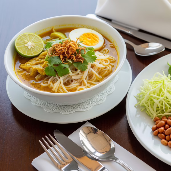 Mohinga and lahpet thoke